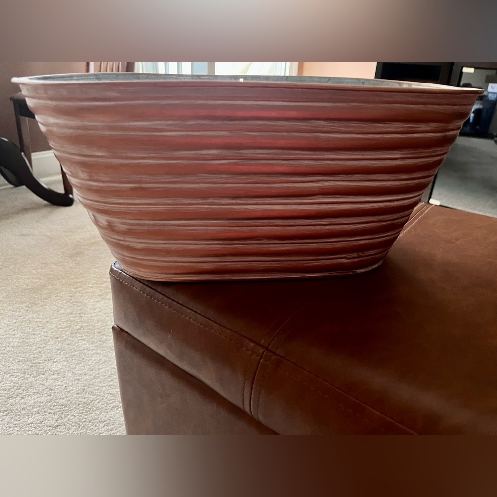 Bronze/Orange and White Decorative Metal Container